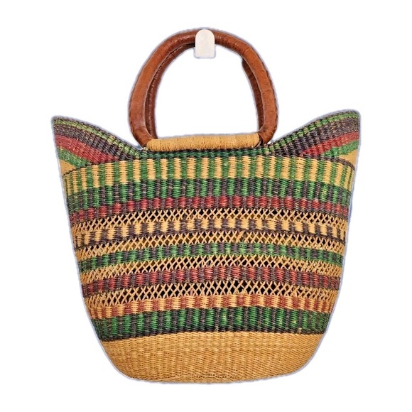 The Unbranded Brand Handbags - Hand-Woven Artisian Straw & Leather Tote Multicolor U Shopper Market Beach Boho